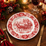 Christmas Decorative Charger Plate – Toile Deer Landscape decorative charger plate on a styled table.