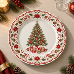 Christmas Decorative Charger Plate – Tree Border Band decorative charger plate on a styled table.