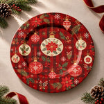 Christmas Decorative Charger Plate – Bauble Snowflake Scallop decorative charger plate on a styled table.