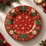 Christmas Decorative Charger Plate – Bauble Foliage Red decorative charger plate on a styled table.