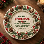Christmas Decorative Charger Plate – Cream Merry Christmas Verse Ring - MintiHome