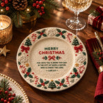 Christmas Decorative Charger Plate – Cream Verse Ribbon Ring - MintiHome