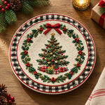 Christmas Decorative Charger Plate – Cream Tree Gifts Plaid Ring - MintiHome