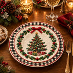 Christmas Decorative Charger Plate – Cream Tree Gifts Plaid Ring - MintiHome