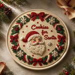 Christmas Decorative Charger Plate – Cream Santa Holly Border - MintiHome