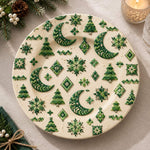 Christmas Decorative Charger Plate – Cream Crescent Pine Tile - MintiHome