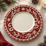 Christmas Decorative Charger Plate – Maroon Happy Holidays Snowflake - MintiHome