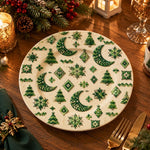 Christmas Decorative Charger Plate – Cream Crescent Pine Tile - MintiHome