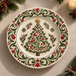 Christmas Decorative Charger Plate – Cream Ornate Tree Medallion - MintiHome