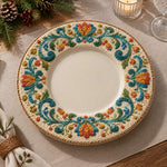 Easter Decorative Charger Plate – Cream Fleur De Lis Ribbon - MintiHome