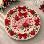 Valentine's Day Decorative Charger Plate – Cream Love Ribbon Rose - MintiHome