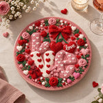 Valentine's Day Decorative Charger Plate – Pink Love Hearts Bows - MintiHome