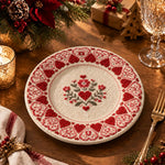 Valentine's Day Decorative Charger Plate – Cream Heart Band Medallion - MintiHome