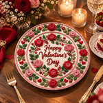 Valentine's Day Decorative Charger Plate – Cream Valentine Rose Ring - MintiHome