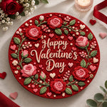 Valentine's Day Decorative Charger Plate – Red Valentine Rose Script - MintiHome