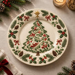 Christmas Decorative Charger Plate – Cream Tree Bow Garland - MintiHome
