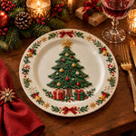 Christmas Decorative Charger Plate – Cream Tree Gifts Ribbon - MintiHome