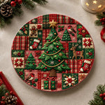 Christmas Decorative Charger Plate – Patchwork Gingham Tree - MintiHome