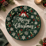 Christmas Decorative Charger Plate – Deep Green Merry Christmas Bell - MintiHome