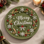 Christmas Decorative Charger Plate – Olive Merry Christmas Poinsettia - MintiHome