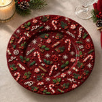 Christmas Decorative Charger Plate – Deep Red Candy Cane Field - MintiHome