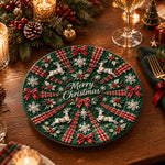 Christmas Decorative Charger Plate – Green Plaid Ribbon Christmas - MintiHome