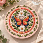 Easter Decorative Charger Plate – Pink Butterfly Daisy Medallion - MintiHome