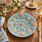 Easter Decorative Charger Plate – Light Blue Symmetric Floral Spray - MintiHome