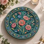 Daily Decorative Charger Plate – Teal Blue Floral Allover - MintiHome