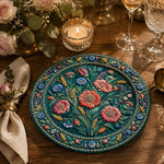 Daily Decorative Charger Plate – Teal Blue Floral Allover - MintiHome