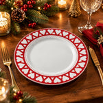 Valentine's Day Decorative Charger Plate – Cream Red Chevron Border - MintiHome