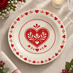 Valentine's Day Decorative Charger Plate – Cream Folk Heart Bloom - MintiHome