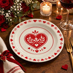Valentine's Day Decorative Charger Plate – Cream Folk Heart Bloom - MintiHome