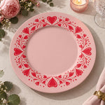 Valentine's Day Decorative Charger Plate – Pink Heart Scroll Border - MintiHome