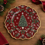Christmas Decorative Charger Plate – Wreath Centre Tree Bows - MintiHome