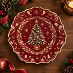 Christmas Decorative Charger Plate – Cream Wreath Tree - MintiHome