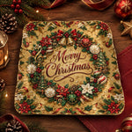 Christmas Decorative Charger Plate – Gold Bauble Wreath Greeting - MintiHome