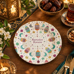 Ramadan Decorative Charger Plate – Cream Ramadan Kareem Lantern Border - MintiHome