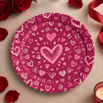 Valentine's Day Decorative Charger Plate – Fuchsia Heart Field - MintiHome