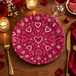 Valentine's Day Decorative Charger Plate – Burgundy Radiating Heart - MintiHome