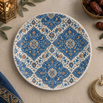 Ramadan Decorative Charger Plate – Cream Blue Ogee Lattice - MintiHome