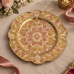Christmas Decorative Charger Plate – Cream Pink Mandala Medallion - MintiHome