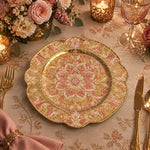 Christmas Decorative Charger Plate – Cream Pink Mandala Medallion - MintiHome