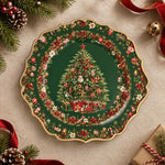 Christmas Decorative Charger Plate – Green Ornament Wreath Tree - MintiHome
