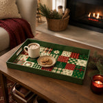 Christmas Quilted Plaid Plastic Serving Tray – Holiday Patchwork - MintiHome