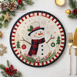 Candy Cane Snowman Christmas Charger Plate | Kids Holiday Decor - effect view 2