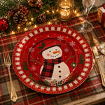 Candy Cane Snowman Christmas Charger Plate | Kids Holiday Decor - scene view 2