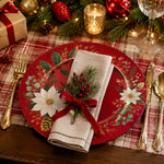Red Gold Poinsettia Wreath Charger Plate | Luxe Christmas - scene view 2