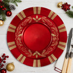 Green Stripe Merry Christmas Charger Plate | Farmhouse Holiday - effect view 1