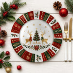 Golden Reindeer Winterland Charger Plate | Red Green Christmas - effect view 2